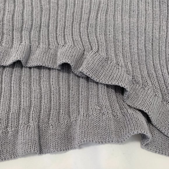 Shein ribbed knit solid sweater grey long sleeve crop top sexy under bust - Picture 8 of 9